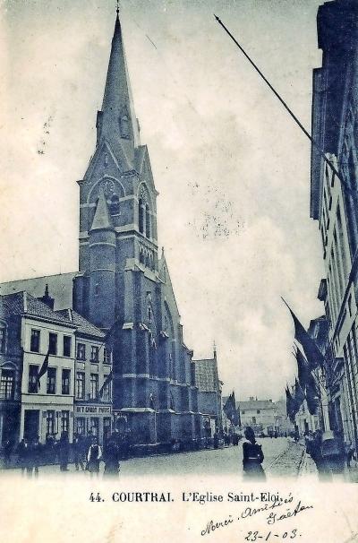 De Sint-Elooiskerk in Kortrijk bij de bevrijding in 1944. © Beeldbank Kortrijk