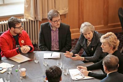 De Britse premier Theresa May aanhoorde in november nog de Noord-Ierse zorgen. © Belga Image